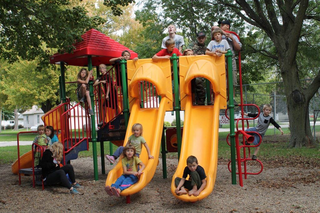 Kids on playground equipment at Havelock City Park